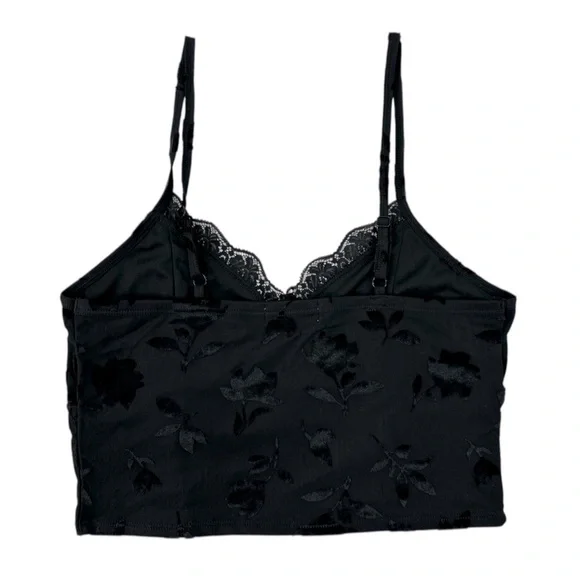 Madden Girl Black Velvet Babydoll Cami Lace Floral Y2K Whimsigoth Romantic XL - Picture 4 of 10